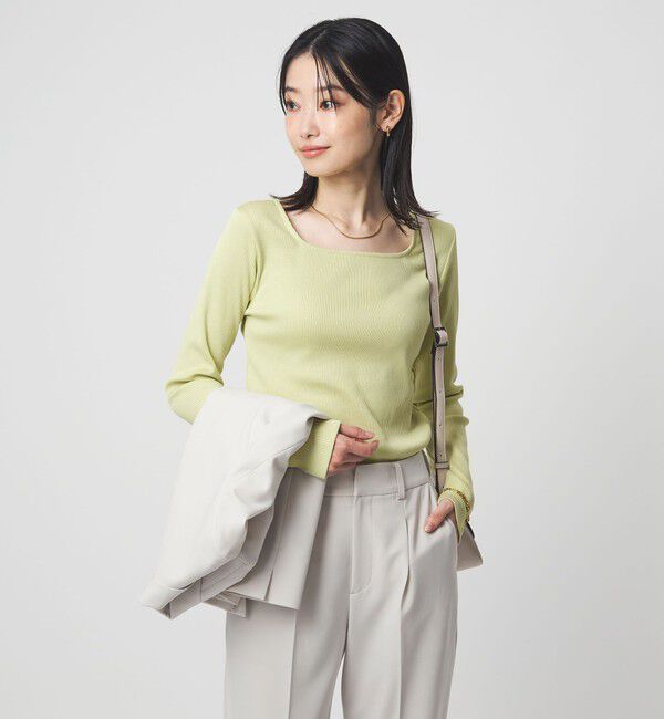 UNITED ARROWS green label relaxing「ブライトリブ スクエアネック ロングスリーブ カットソー」|Tシャツ・カットソー|
