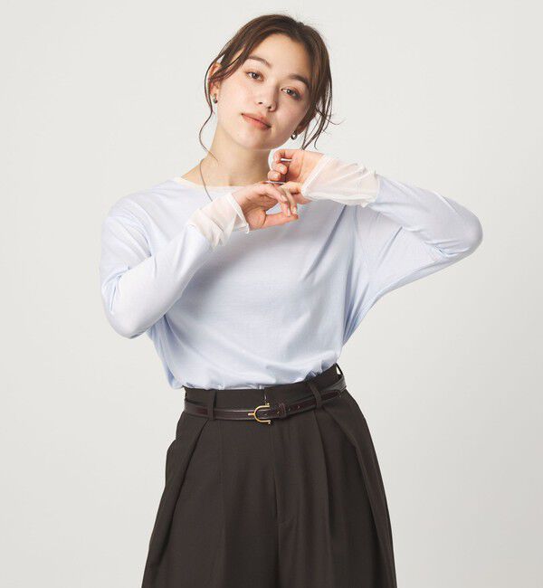 UNITED ARROWS green label relaxing「ソデ チュール プルオーバー カットソー」|Tシャツ・カットソー|LT.BLUE