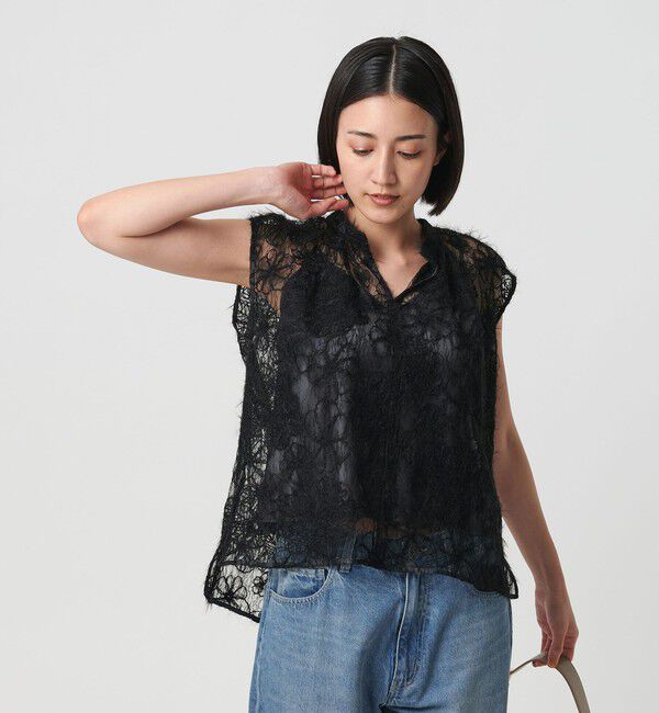 BEAUTY&YOUTH UNITED ARROWS「【WEB限定】エンブロイダリー チュールノースリーブブラウス」|シャツ・ブラウス|