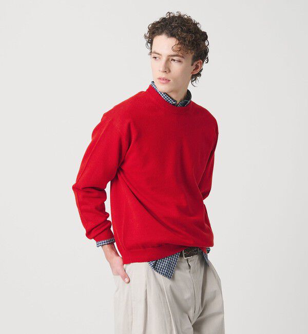 BEAUTY&YOUTH UNITED ARROWS「ハイブリッド リネン クルーネック ニット」|ニット・セーター|RED