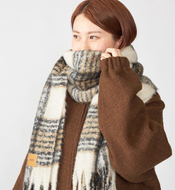 SHIPS「【WEB限定】SHIPS: ブークレ ボリューム マフラー (チェック)」|マフラー|