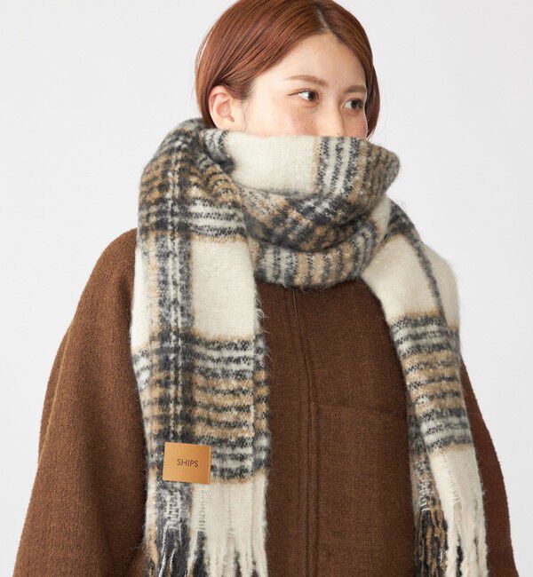 SHIPS「【WEB限定】SHIPS: ブークレ ボリューム マフラー (チェック)」|マフラー|