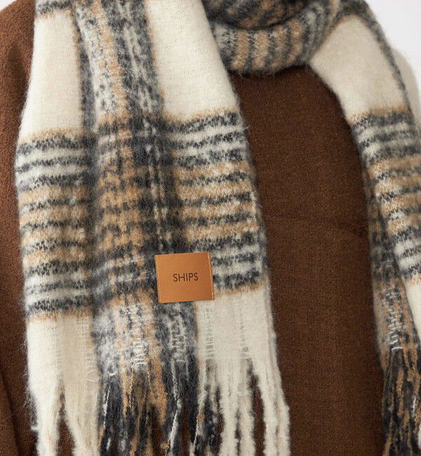 SHIPS「【WEB限定】SHIPS: ブークレ ボリューム マフラー (チェック)」|マフラー|