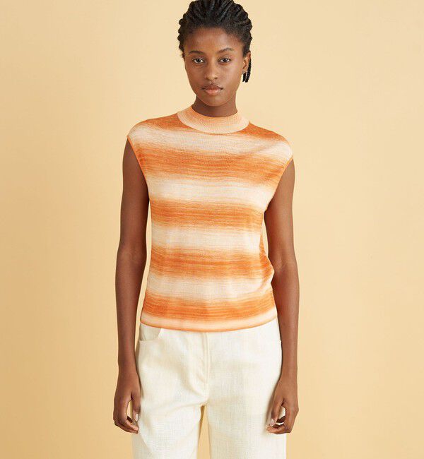 DES PRES「プリンテッドレーヨン ビルドネックプルオーバー」|ニット・セーター|