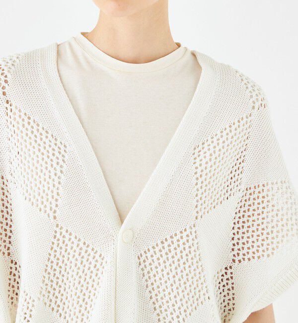 MACPHEE「アーガイルメッシュ Vネックカーディガン」|カーディガン|