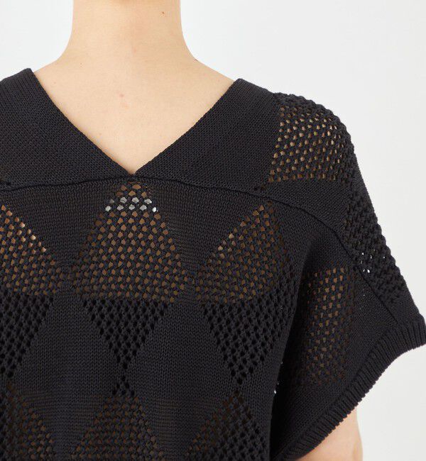 MACPHEE「アーガイルメッシュ Vネックカーディガン」|カーディガン|