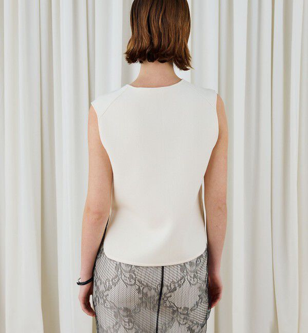 DES PRES「レーヨンナイロンダブルフェイス スリットネックプルオーバー」|ニット・セーター|