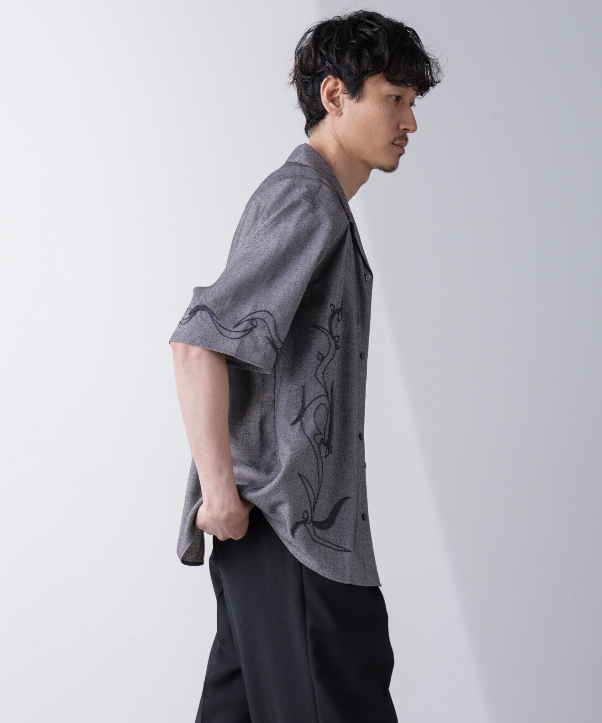 nano･universe「チェーン刺繍オープンカラーシャツ」|シャツ・ブラウス|