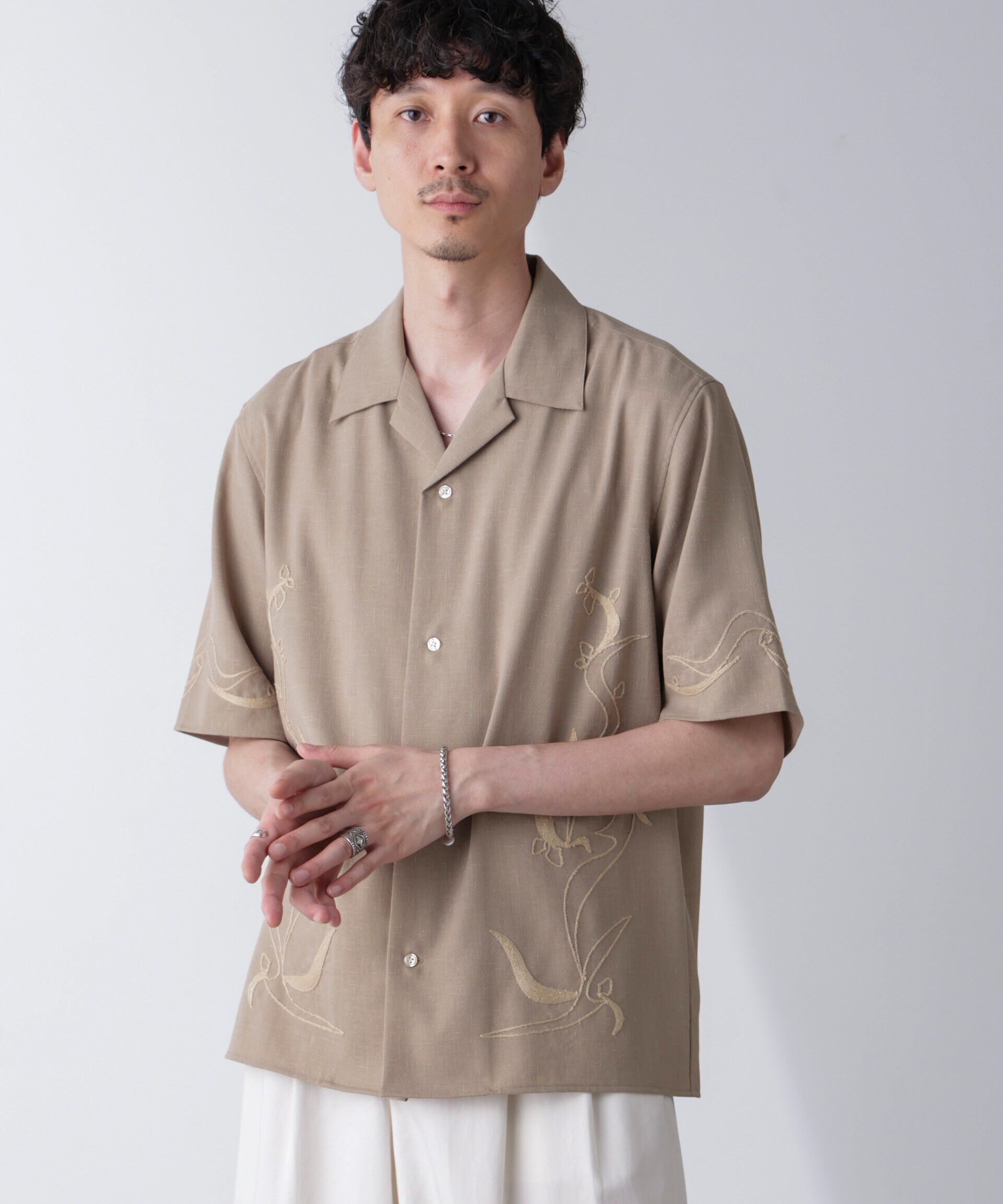 nano･universe「チェーン刺繍オープンカラーシャツ」|シャツ・ブラウス|
