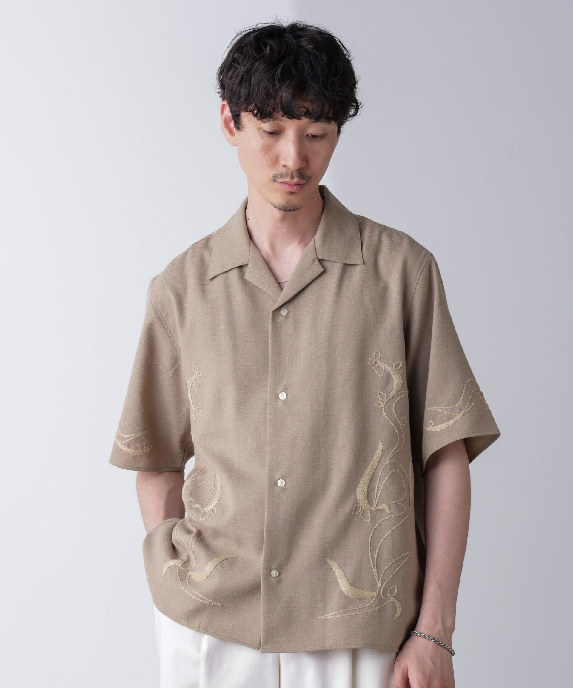 nano･universe「チェーン刺繍オープンカラーシャツ」|シャツ・ブラウス|