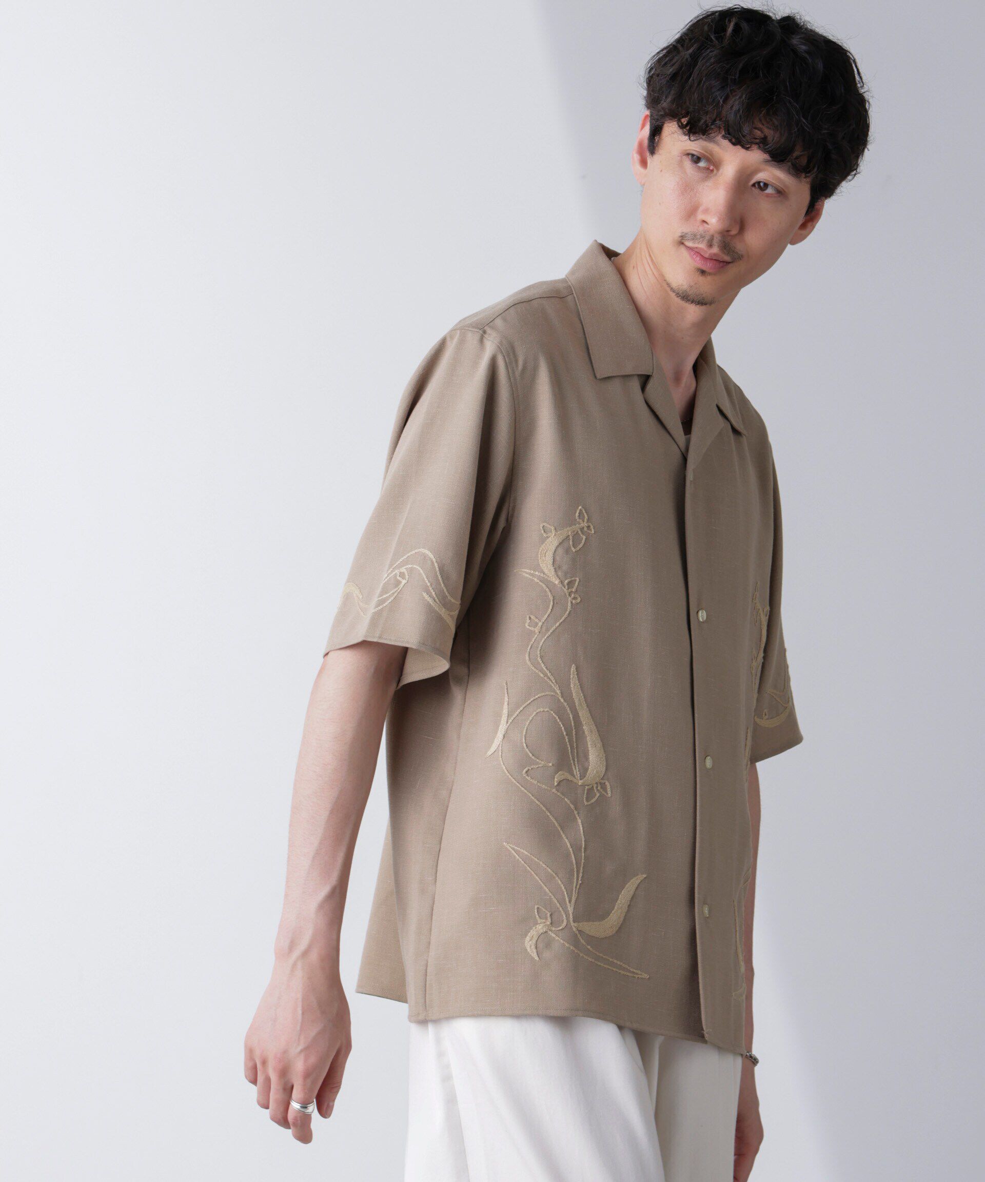 nano･universe「チェーン刺繍オープンカラーシャツ」|シャツ・ブラウス|