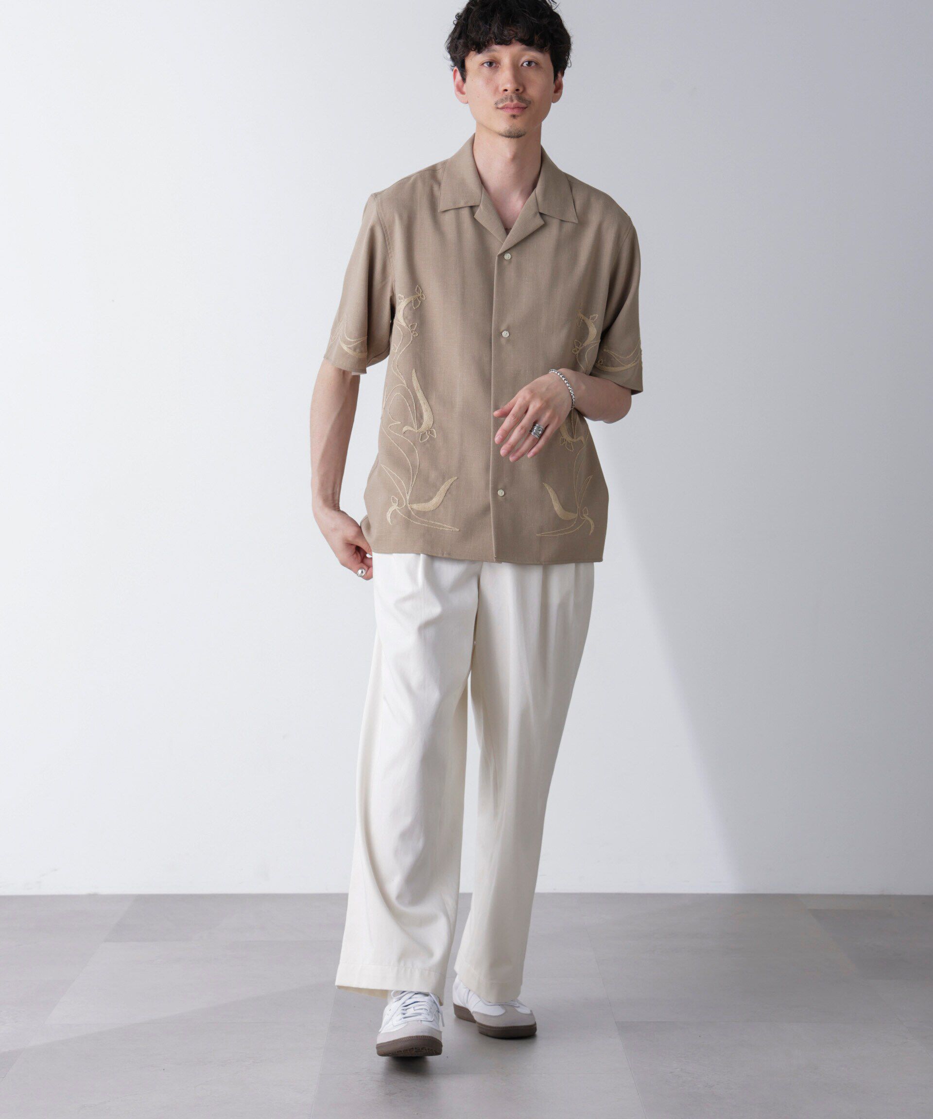 nano･universe「チェーン刺繍オープンカラーシャツ」|シャツ・ブラウス|