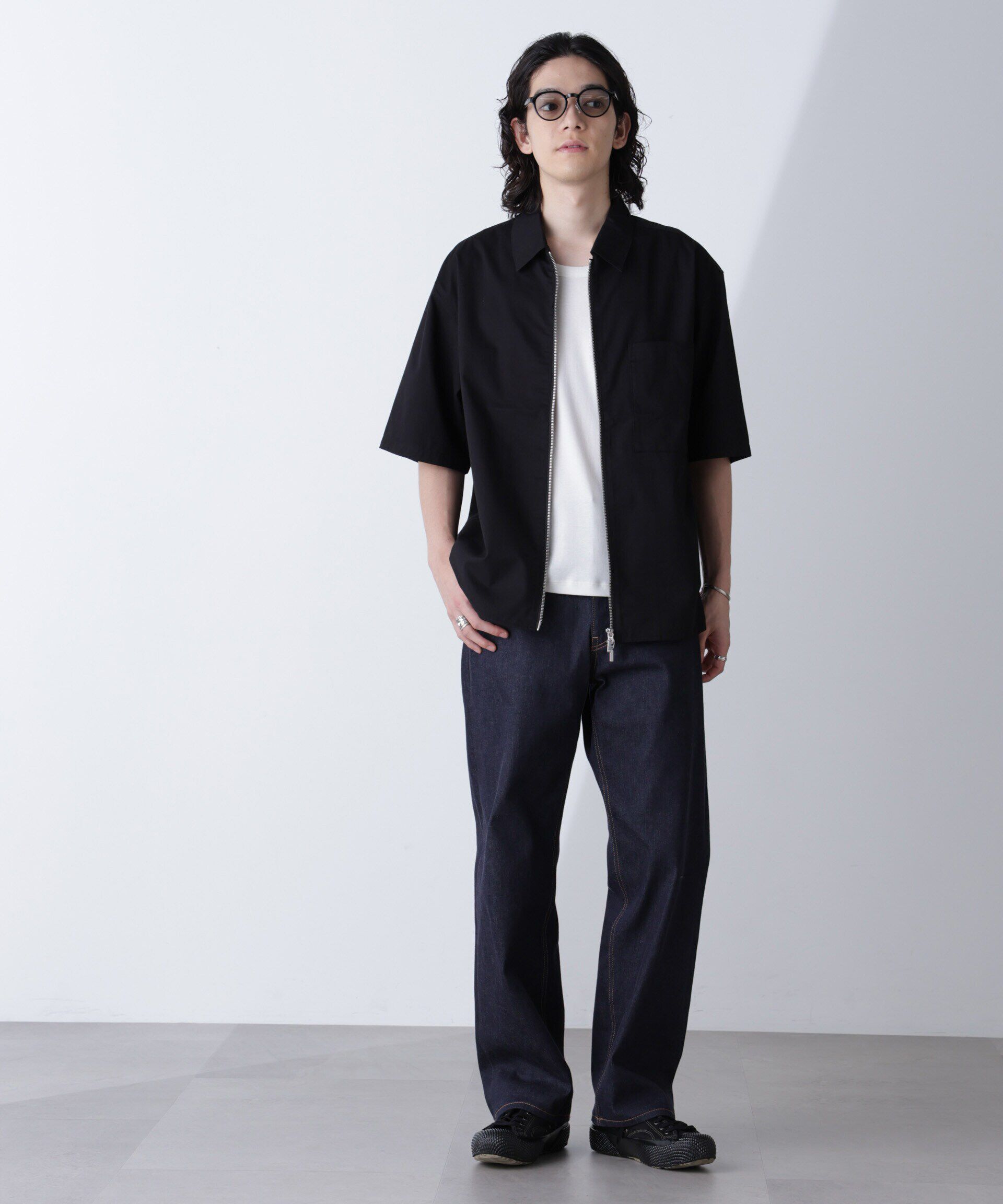 nano･universe「ピーチスキンジップアップシャツ」|シャツ・ブラウス|