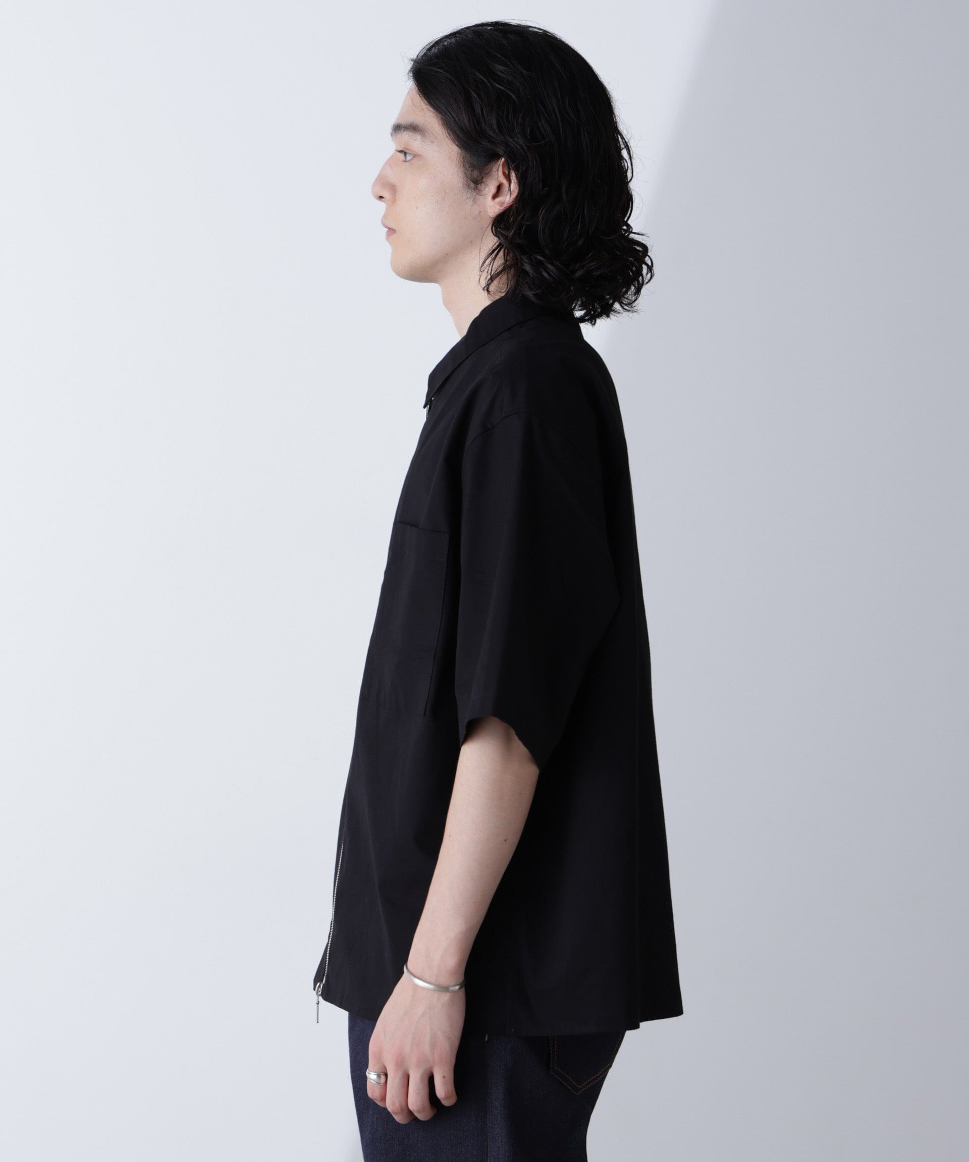 nano･universe「ピーチスキンジップアップシャツ」|シャツ・ブラウス|