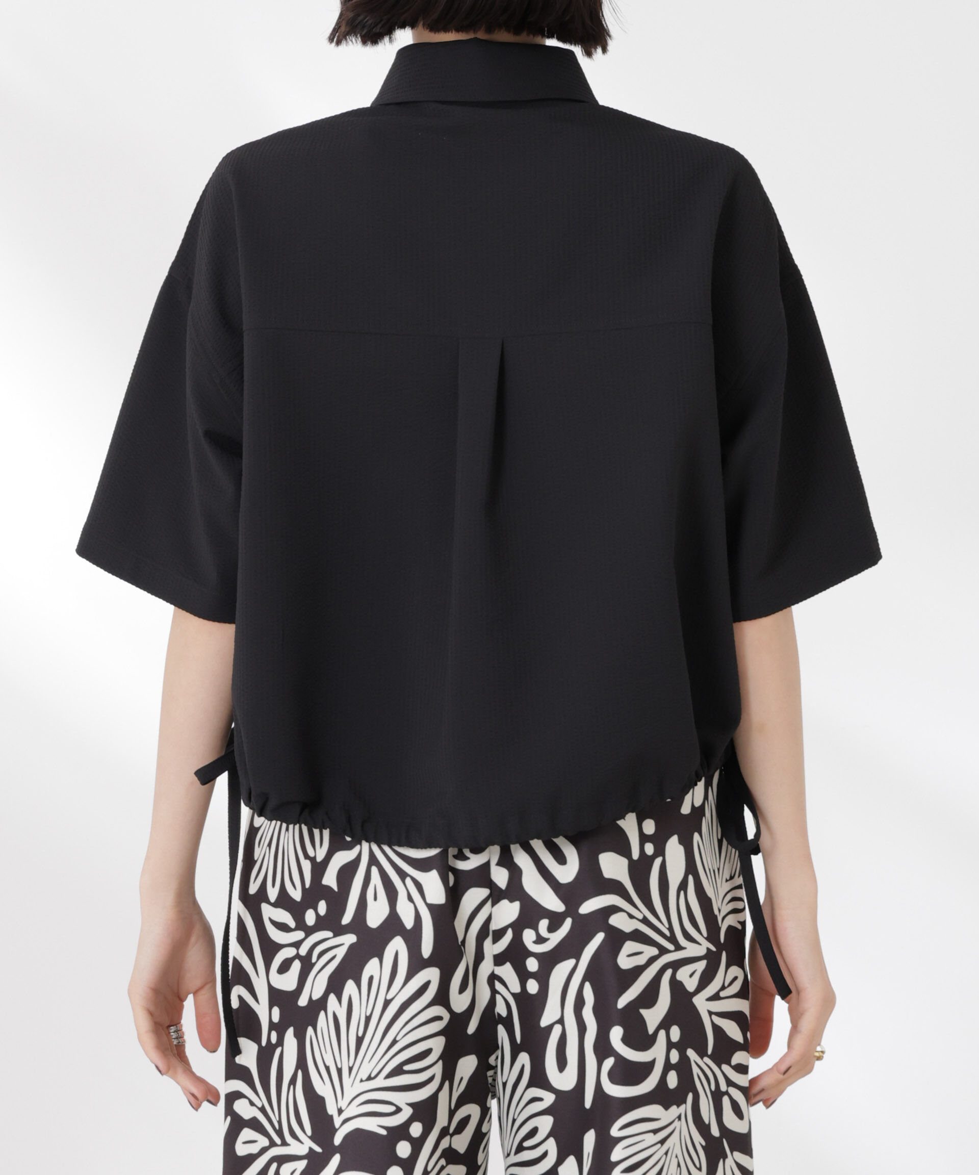 nano･universe「ドロストリボンヘムクロップドサッカーシャツ(セットアップ可)」|シャツ・ブラウス|