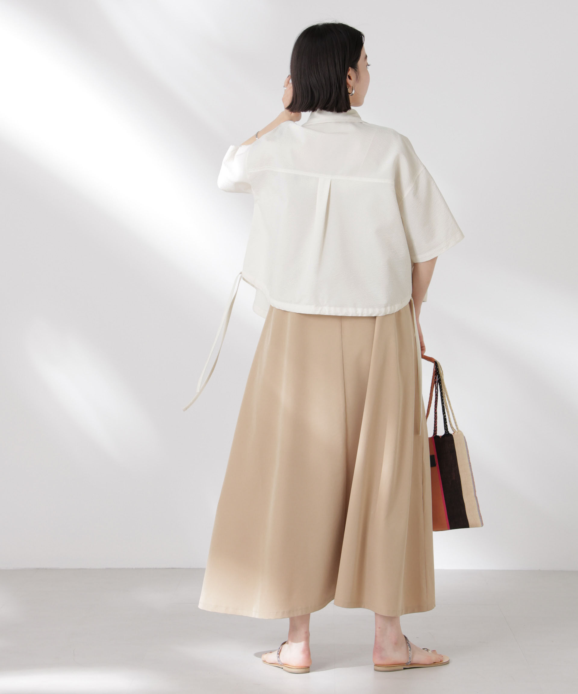 nano･universe「ドロストリボンヘムクロップドサッカーシャツ(セットアップ可)」|シャツ・ブラウス|