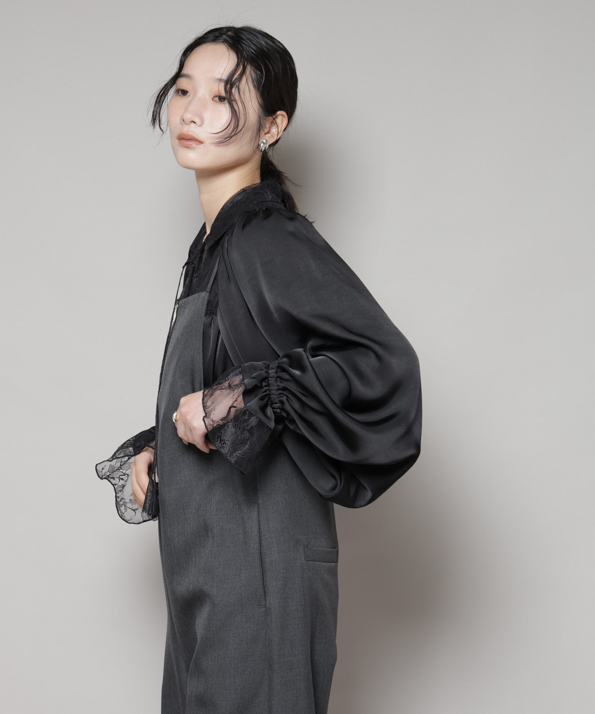 nano･universe「レースコンビギャザーブラウス」|シャツ・ブラウス|