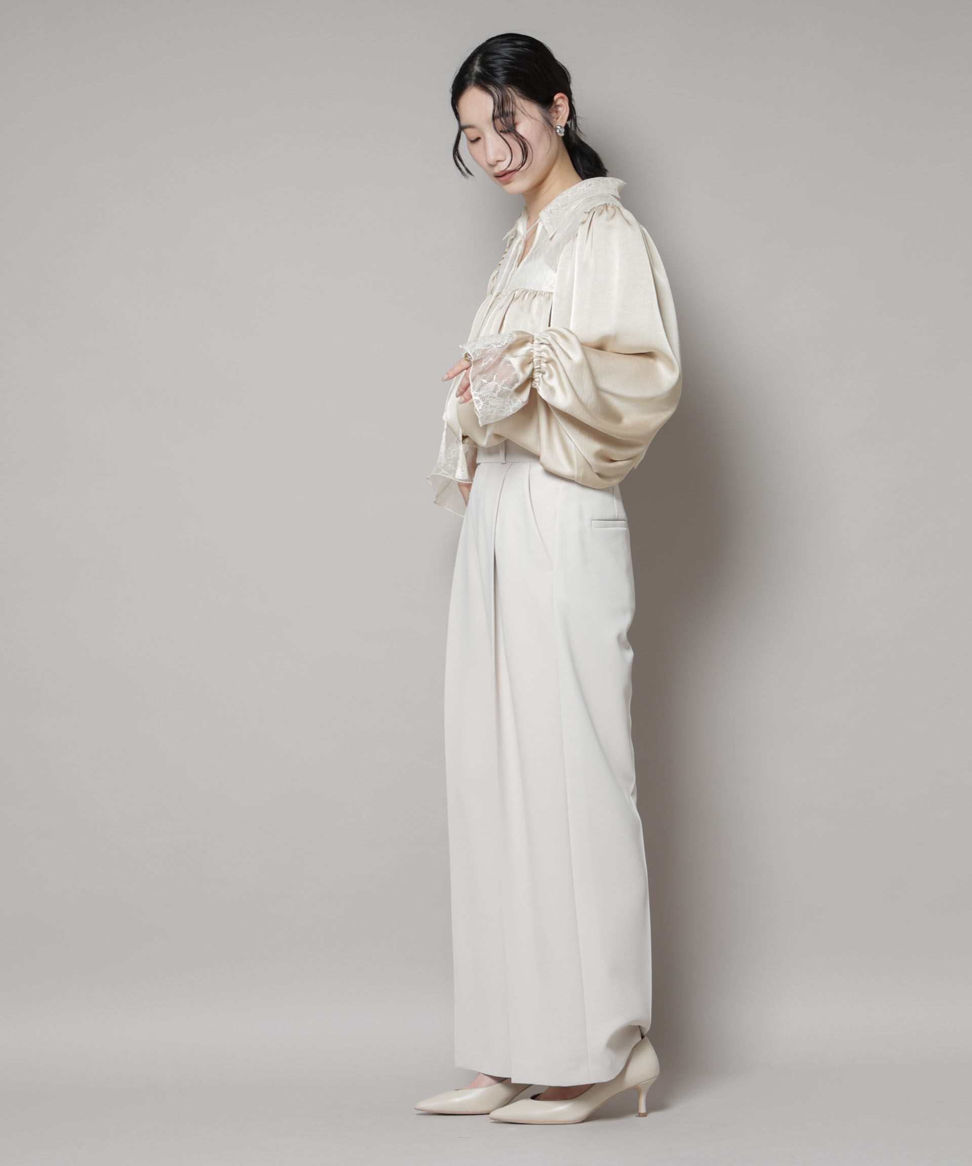 nano･universe「レースコンビギャザーブラウス」|シャツ・ブラウス|