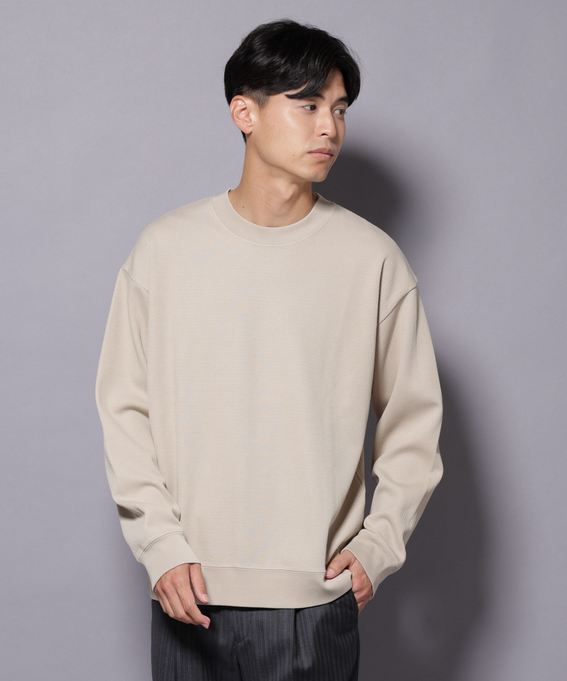 nano･universe「コットンガーメントダイサーマルクルーネックプルオーバー」|Tシャツ・カットソー|