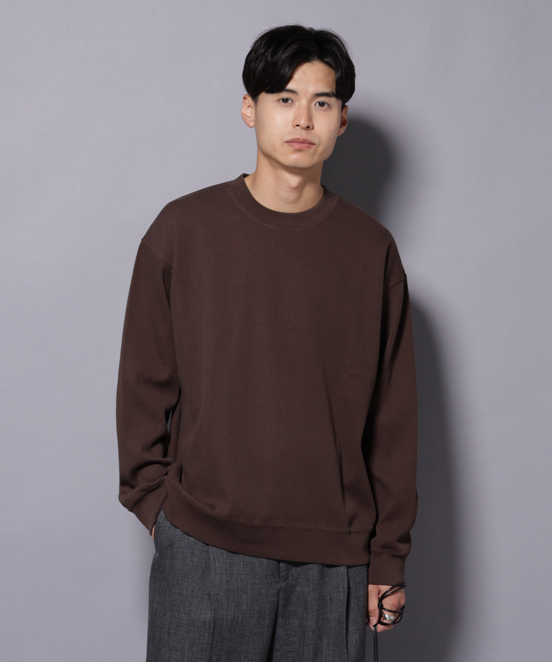 nano･universe「コットンガーメントダイサーマルクルーネックプルオーバー」|Tシャツ・カットソー|