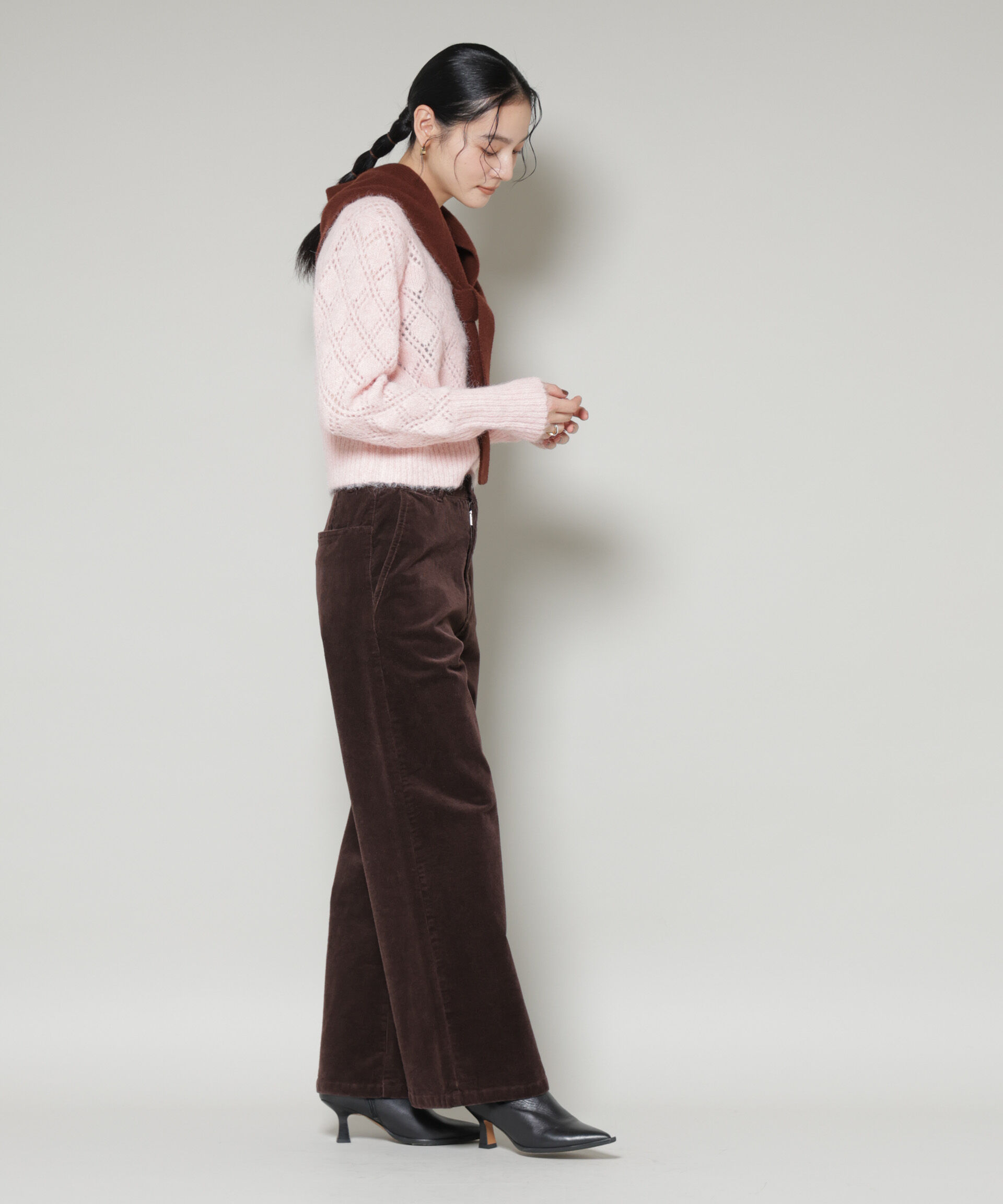 nano･universe「ヘアリー透かしダイヤ柄ニットプルオーバー」|ニット・セーター|