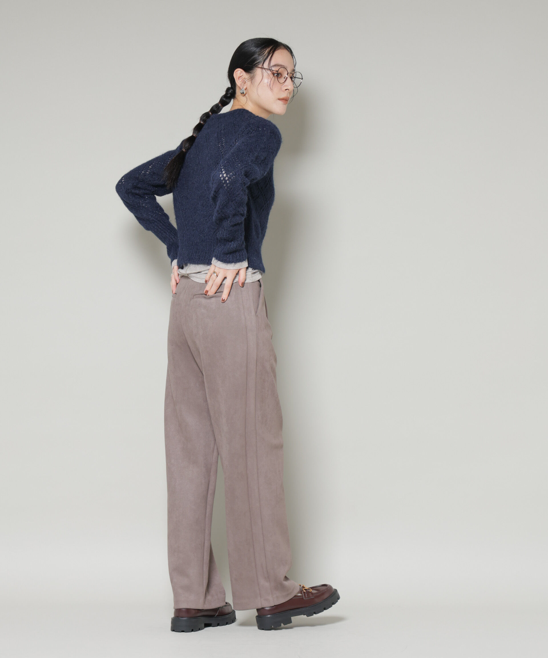 nano･universe「ヘアリー透かしダイヤ柄ニットプルオーバー」|ニット・セーター|