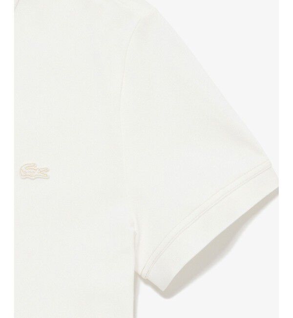LACOSTE「ストライプリブニットカラーストレッチ鹿の子 半袖ポロシャツ」|ポロシャツ|