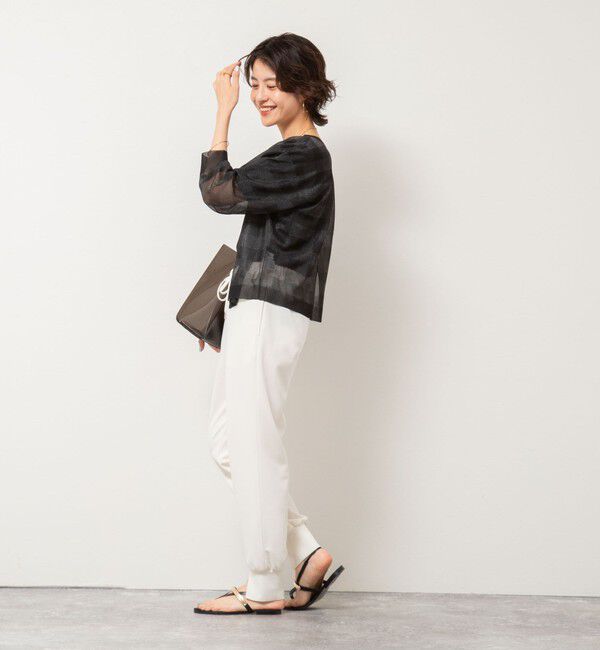 Rie Miller「《手洗い可能》シアーブロックチェック2WAYクルーネックカーディガン」|カーディガン|