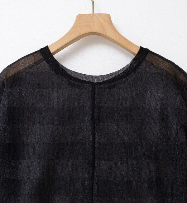 Rie Miller「《手洗い可能》シアーブロックチェック2WAYクルーネックカーディガン」|カーディガン|