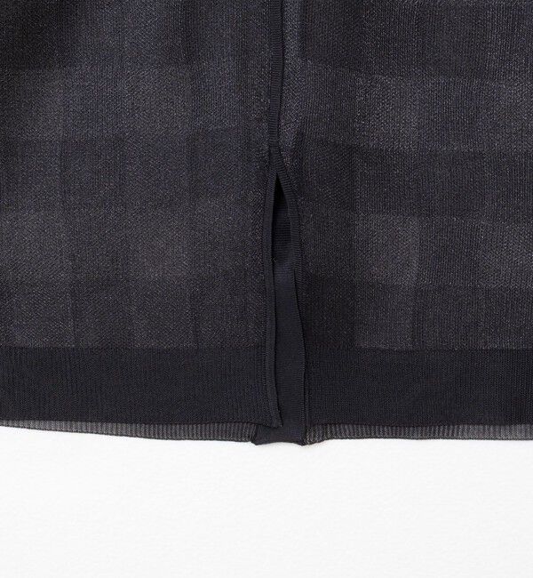 Rie Miller「《手洗い可能》シアーブロックチェック2WAYクルーネックカーディガン」|カーディガン|