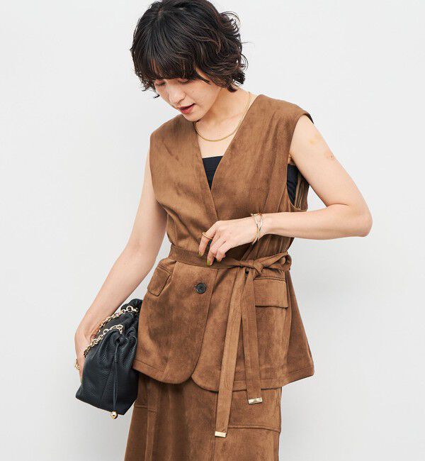 NOLLEY'S「《セットアップ対応》ストレッチスエードベルテッドジレ」|ベスト・ジレ|