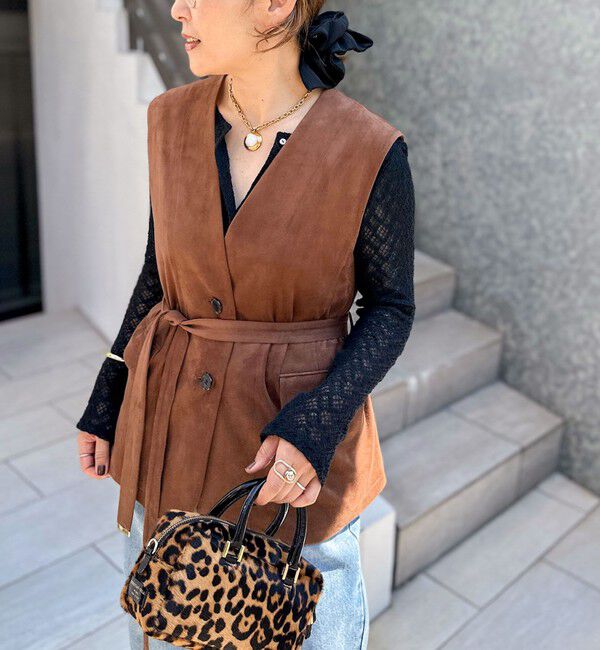 NOLLEY'S「《セットアップ対応》ストレッチスエードベルテッドジレ」|ベスト・ジレ|