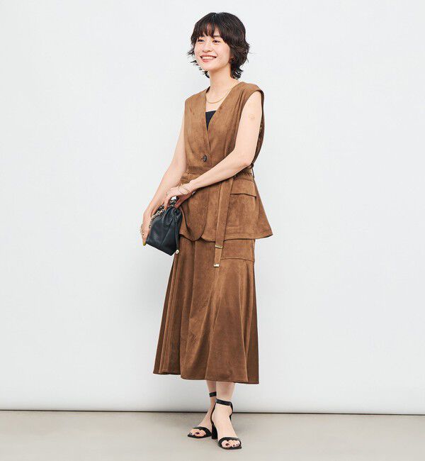 NOLLEY'S「《セットアップ対応》ストレッチスエードベルテッドジレ」|ベスト・ジレ|