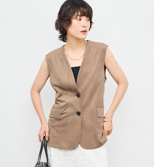 NOLLEY'S「《セットアップ対応》ストレッチスエードベルテッドジレ」|ベスト・ジレ|