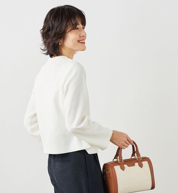 NOLLEY'S sophi「ウォッシャブルラッセルリングカーデジャケット」|ノーカラージャケット|