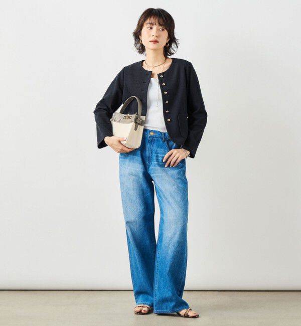 NOLLEY'S sophi「ウォッシャブルラッセルリングカーデジャケット」|ノーカラージャケット|