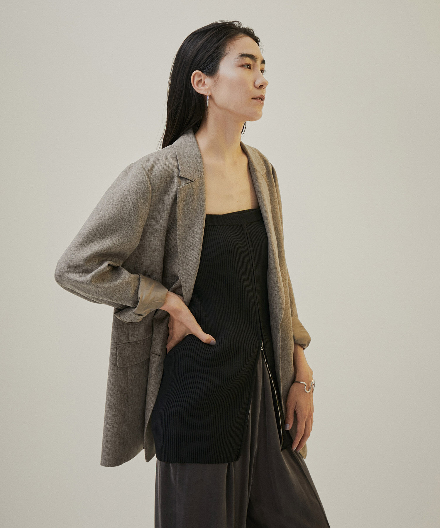 SALON adam et rope'「【雑誌掲載】リブジップビスチェ」|ベスト・ジレ|