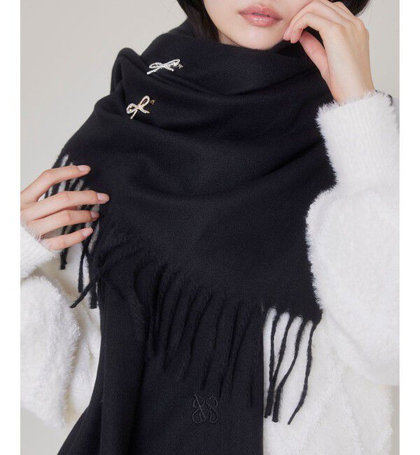 VIS「なめらかタッチ刺繍入りストール」|ストール|