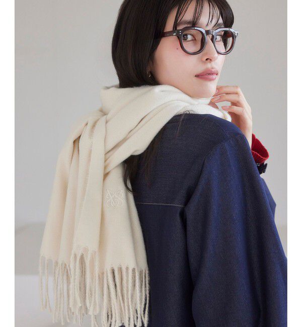 VIS「なめらかタッチ刺繍入りストール」|ストール|オフホワイト(15)
