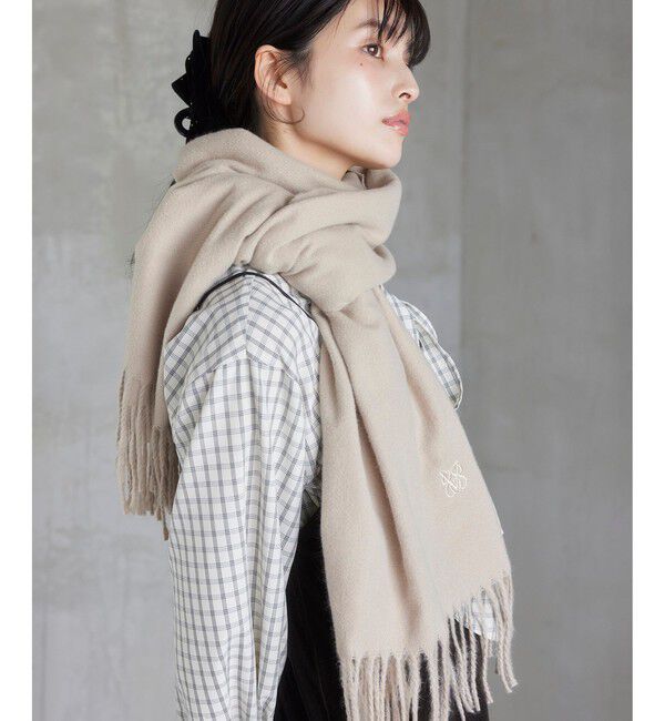 VIS「なめらかタッチ刺繍入りストール」|ストール|ベージュ(27)