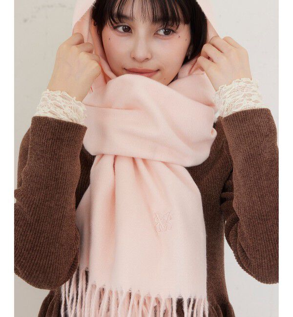 VIS「なめらかタッチ刺繍入りストール」|ストール|ピンク系(65)