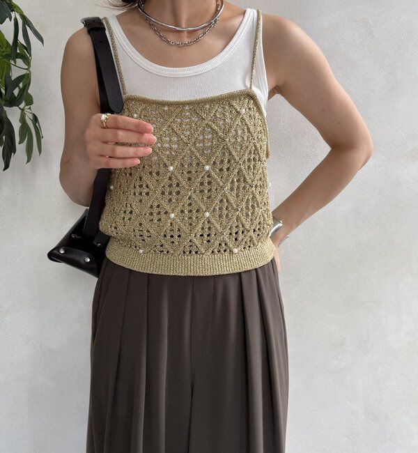  「【WEB限定】ラメニットビスチェ」|ニット・セーター|ゴールド