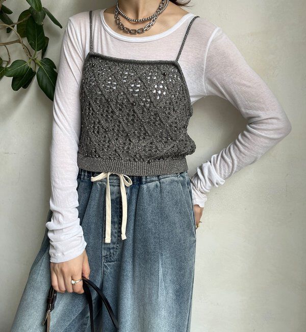  「【WEB限定】ラメニットビスチェ」|ニット・セーター|グレー