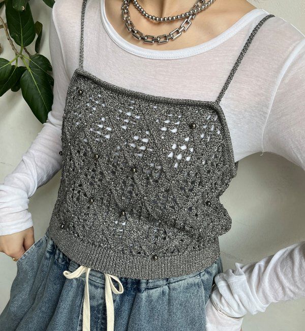  「【WEB限定】ラメニットビスチェ」|ニット・セーター|