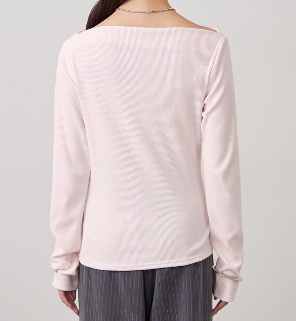  「チャーム付きオフショルリブロングTシャツ」|Tシャツ・カットソー|