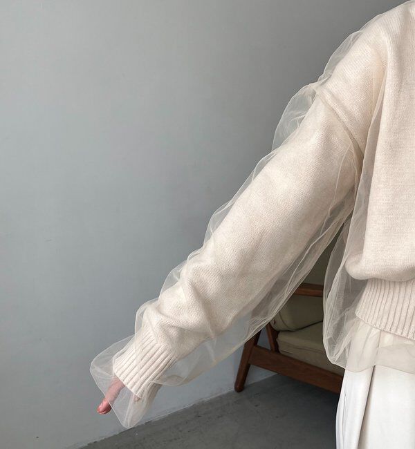  「【1枚で着映え】チュールレイヤードカーディガン」|カーディガン|