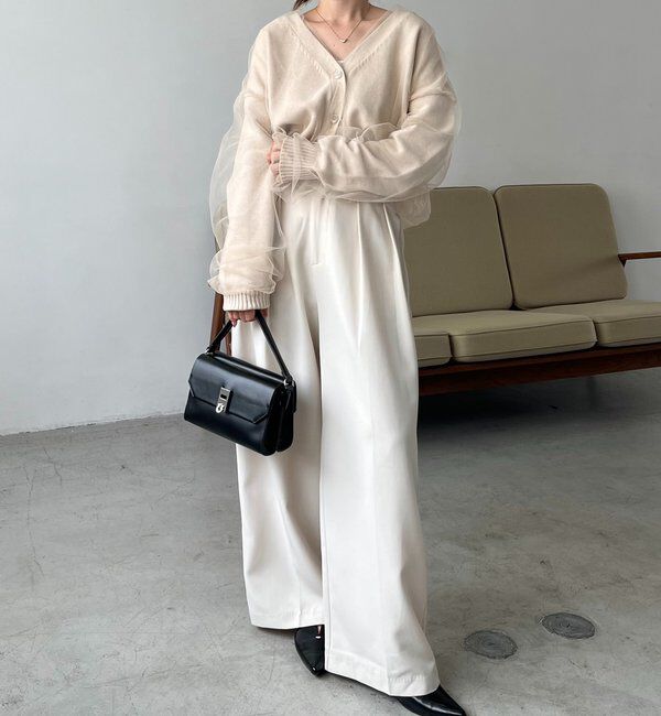  「【1枚で着映え】チュールレイヤードカーディガン」|カーディガン|