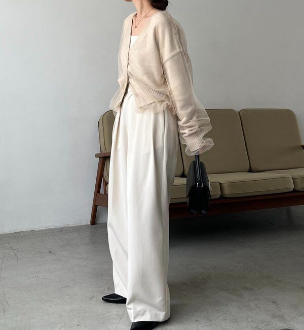  「【1枚で着映え】チュールレイヤードカーディガン」|カーディガン|