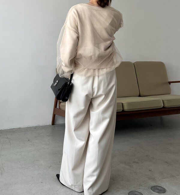  「【1枚で着映え】チュールレイヤードカーディガン」|カーディガン|