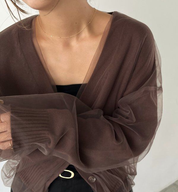  「【1枚で着映え】チュールレイヤードカーディガン」|カーディガン|
